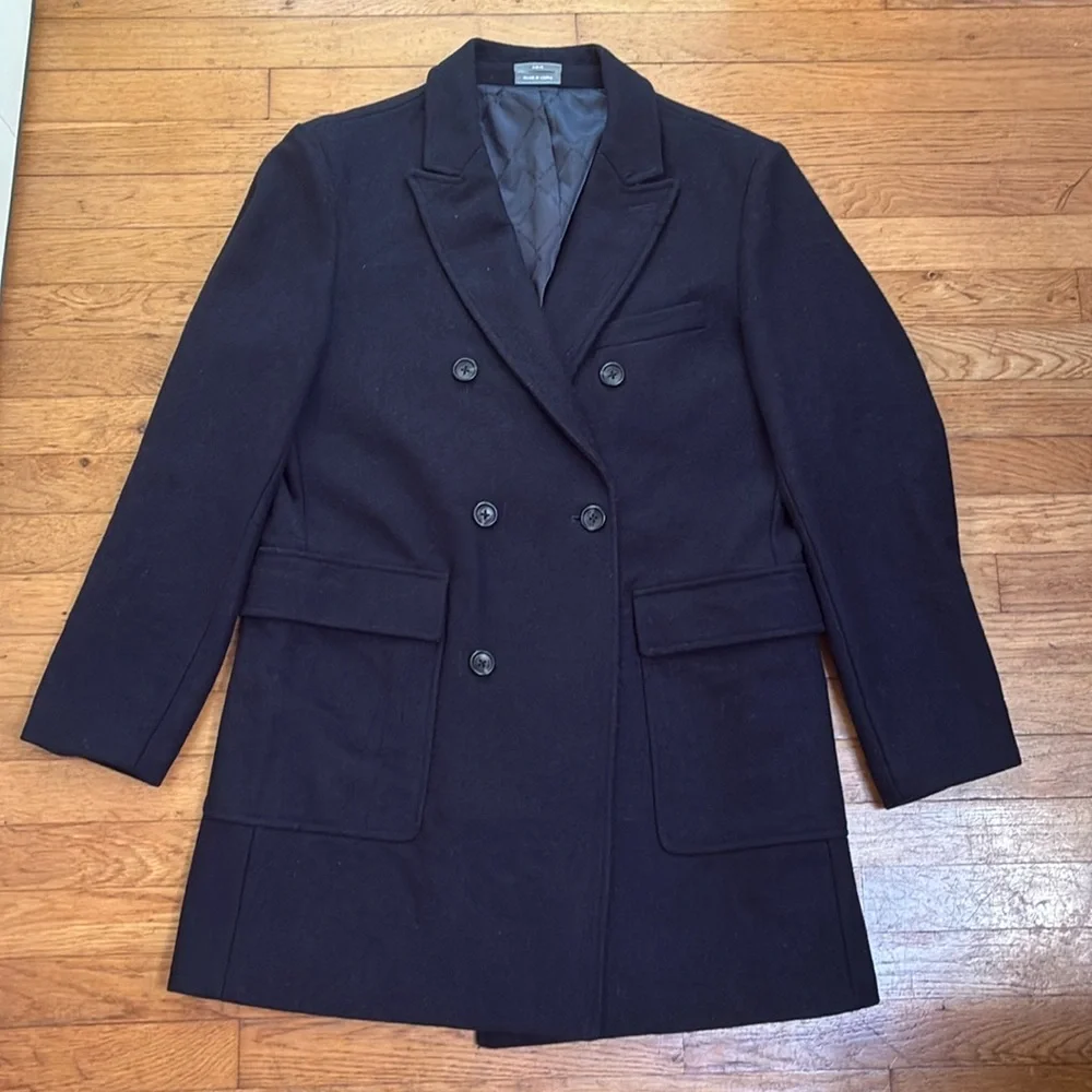 Michael Kors Men’s Slim Fit Dark Navy Double-Breasted Wool Pea Coat